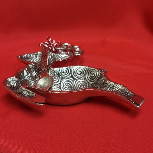 VTG Mud Pie Holiday Magic Reindeer Pewter Dip Salsa Tray & Spoon - Picture 11 of 12